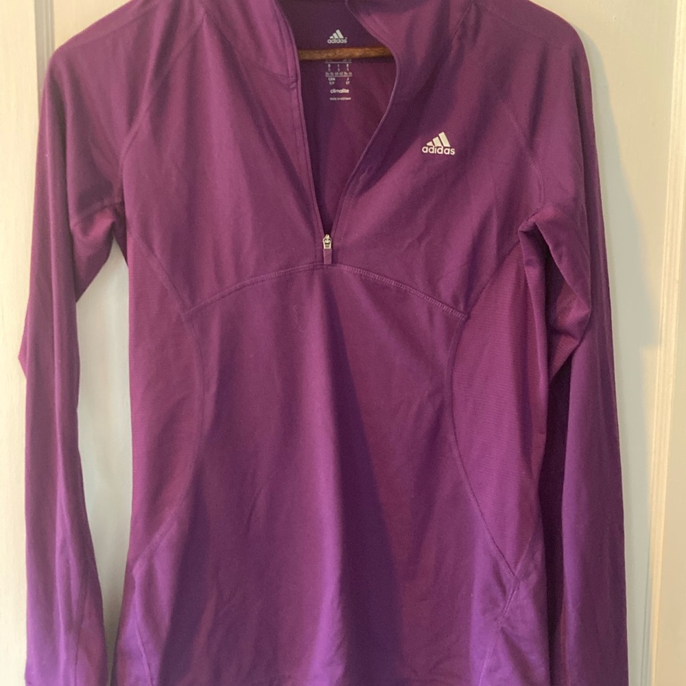 Adidas Women's Purple Long Sleeve Quarter Zip Lightweight Jacket - Size S